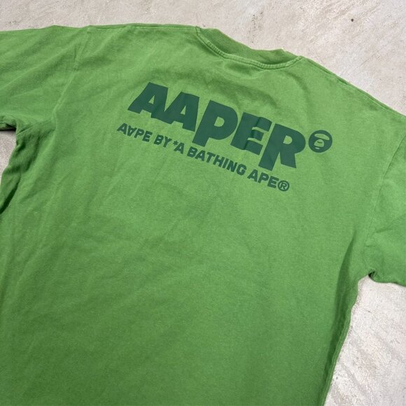 AAPE by A Bathing Ape T-Shirt Short Sleeve Green "AAPER" Large - Picture 12 of 12